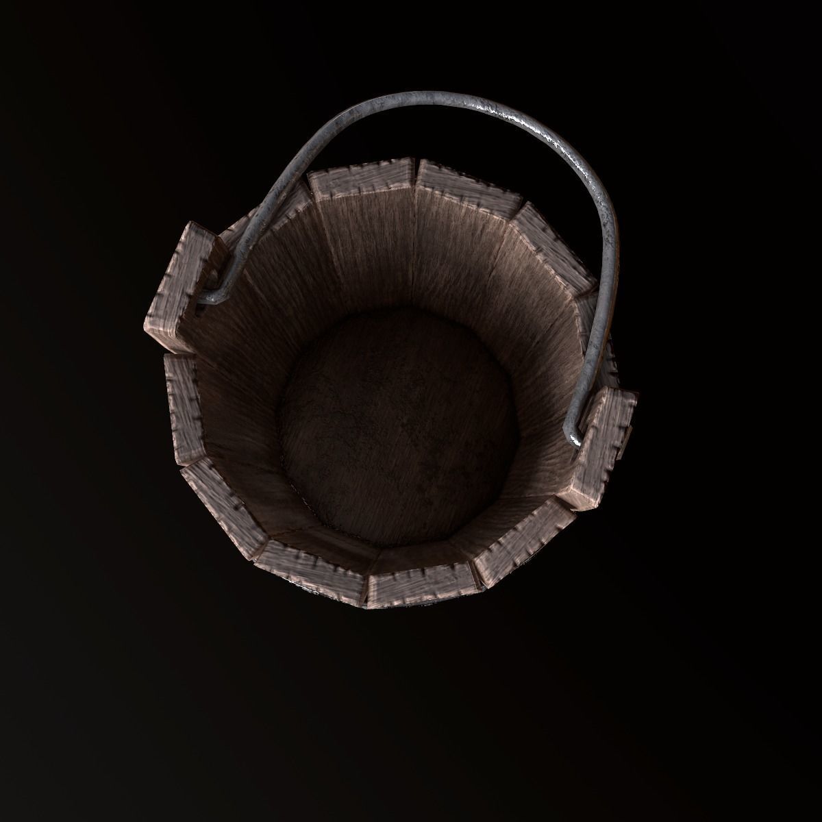 Medieval Wood Bucket - PBR Game Ready Low-poly 3D model_5