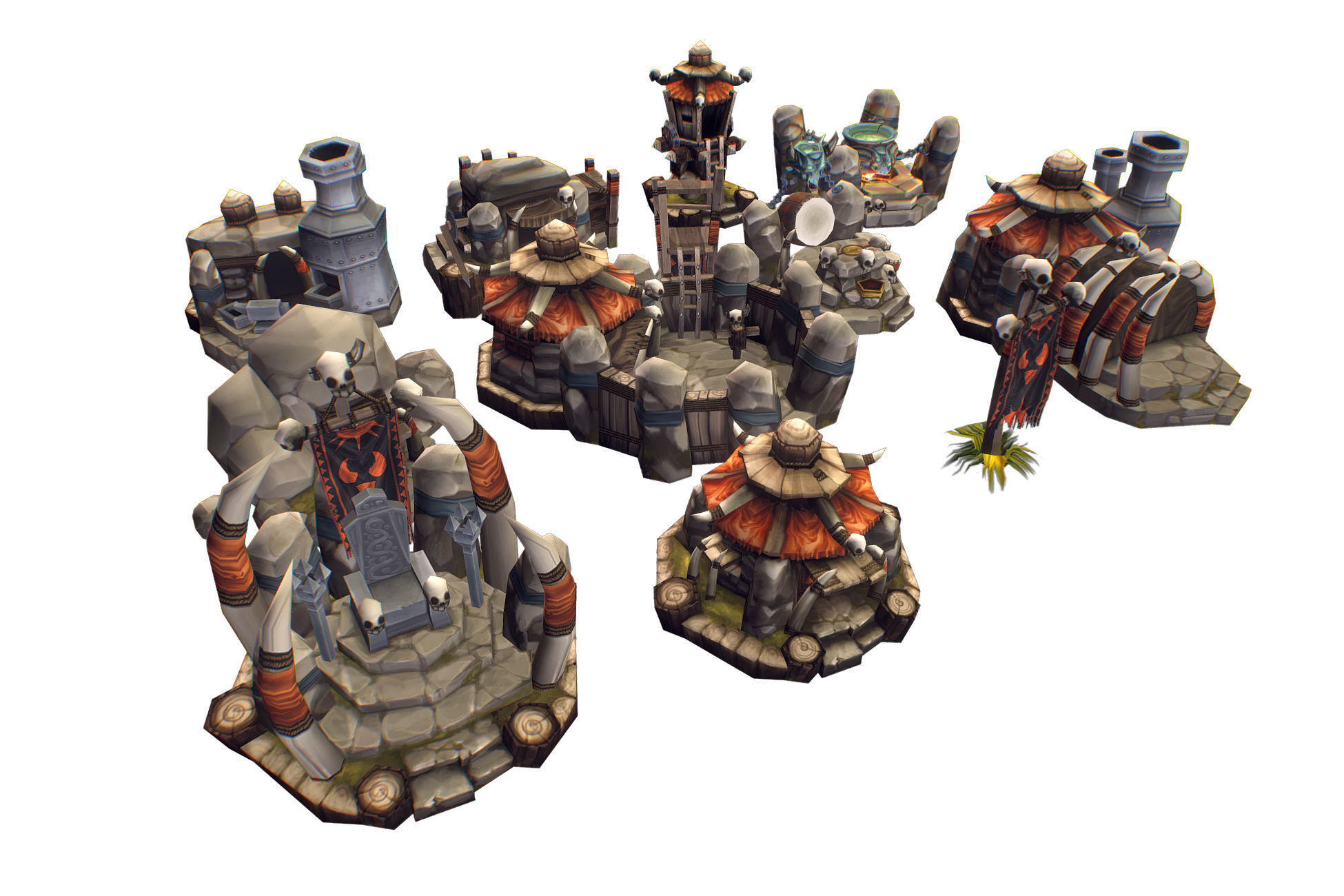 RTS Orc Building Set - Low Poly Hand Painted Low-poly 3D model_5