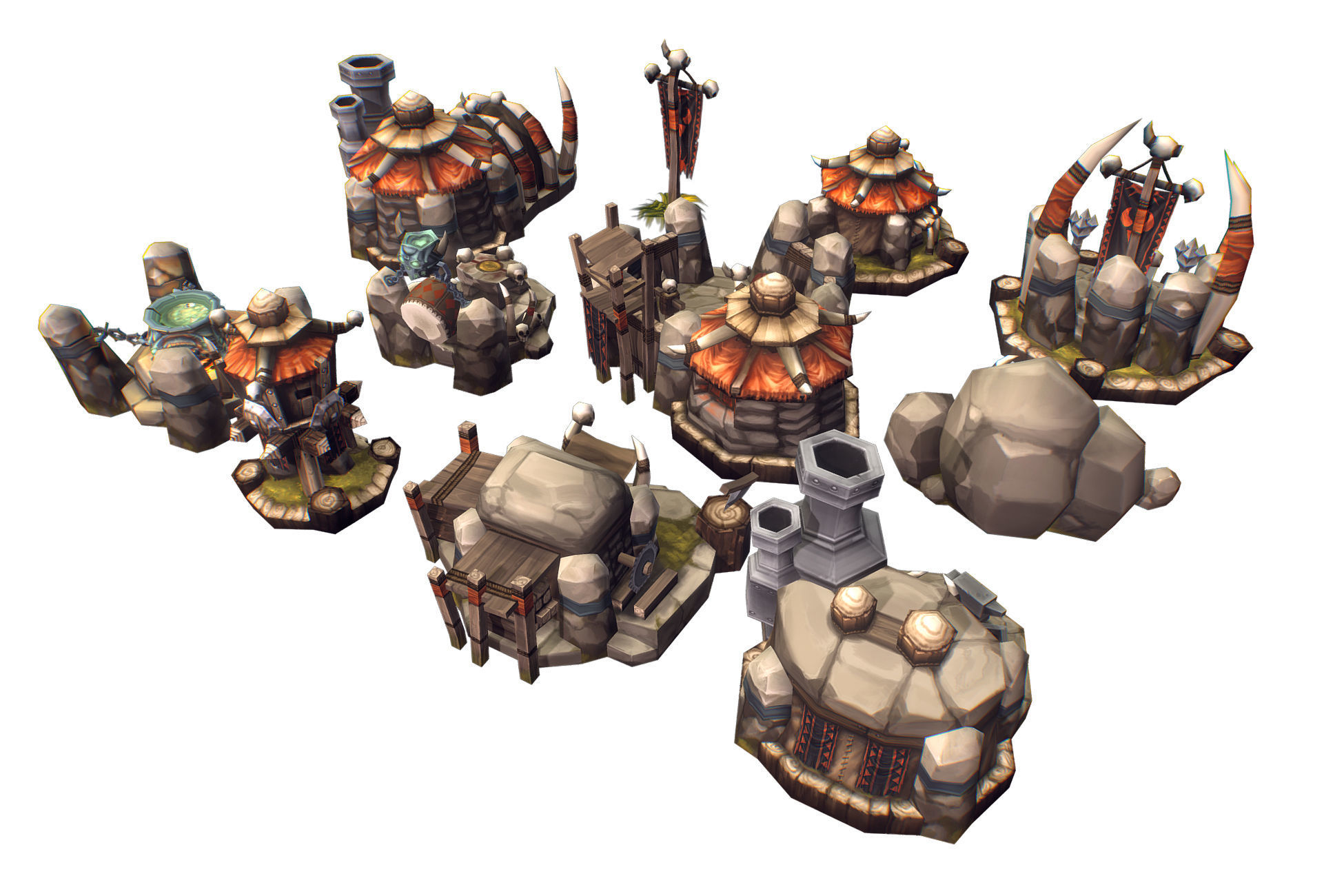 RTS Orc Building Set - Low Poly Hand Painted Low-poly 3D model_4