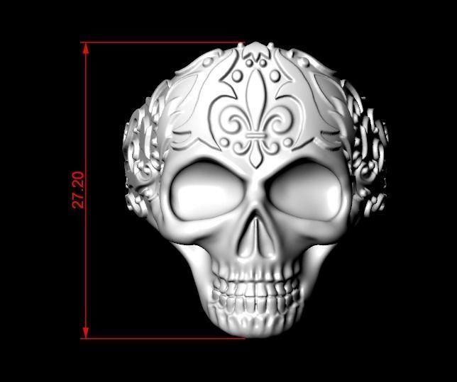 Ring skull with patterns stylish 213 3D print model_15