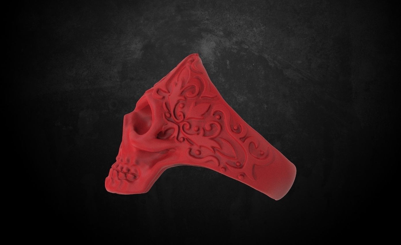 Ring skull with patterns stylish 213 3D print model_11