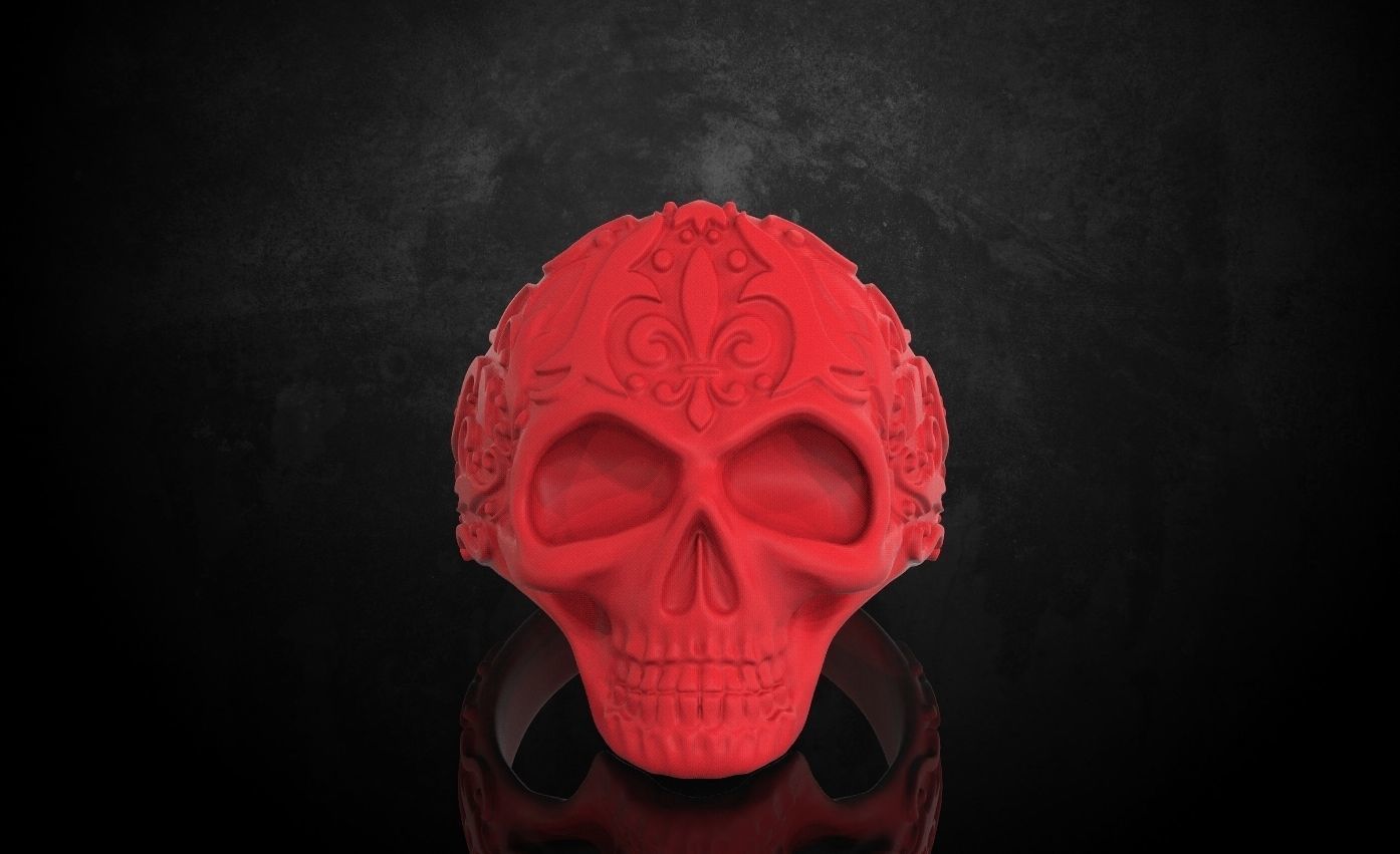 Ring skull with patterns stylish 213 3D print model_10