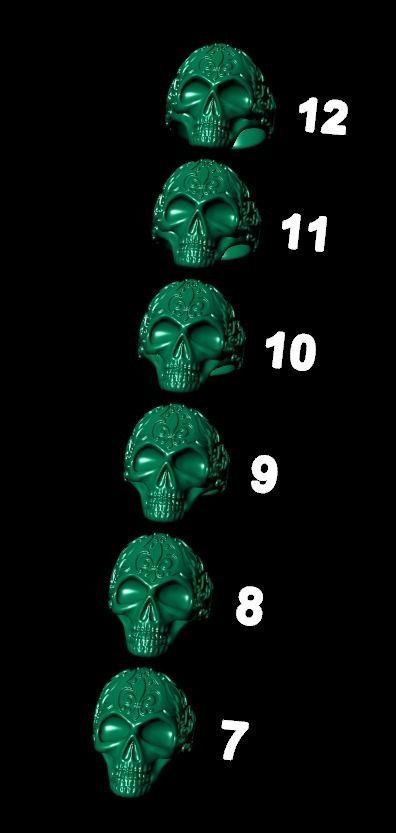 Ring skull with patterns stylish 213 3D print model_9