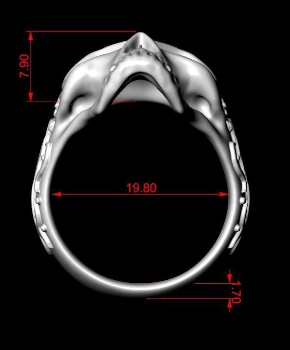 Ring skull with patterns stylish 213 3D print model_14