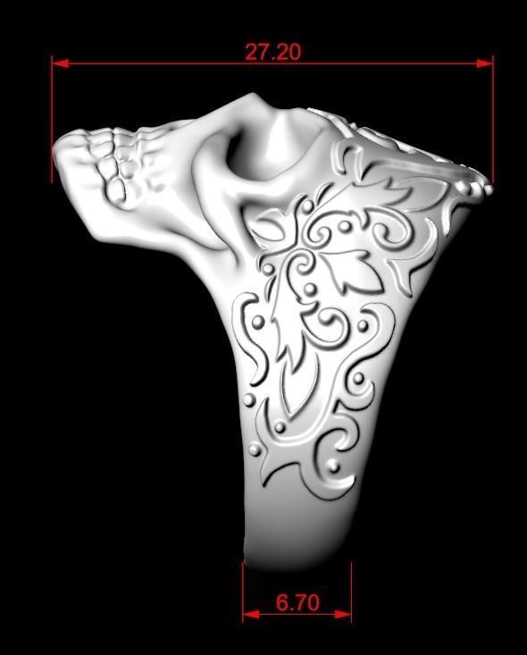 Ring skull with patterns stylish 213 3D print model_16