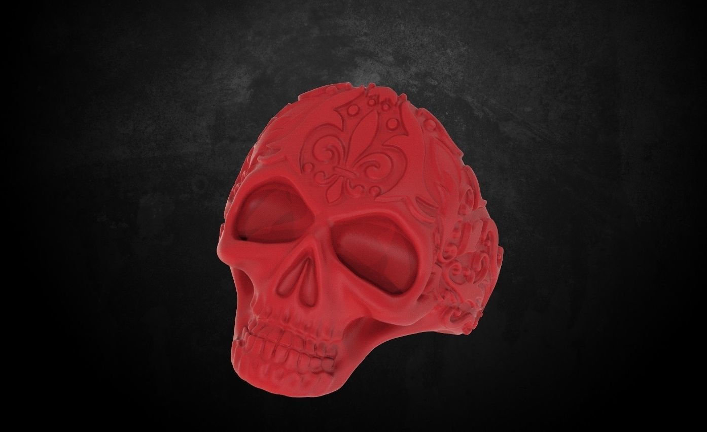 Ring skull with patterns stylish 213 3D print model_13