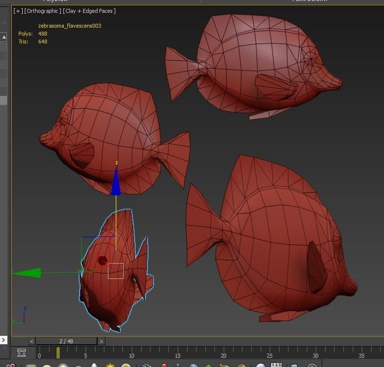 Fish Yellow tang Low-poly 3D model_5