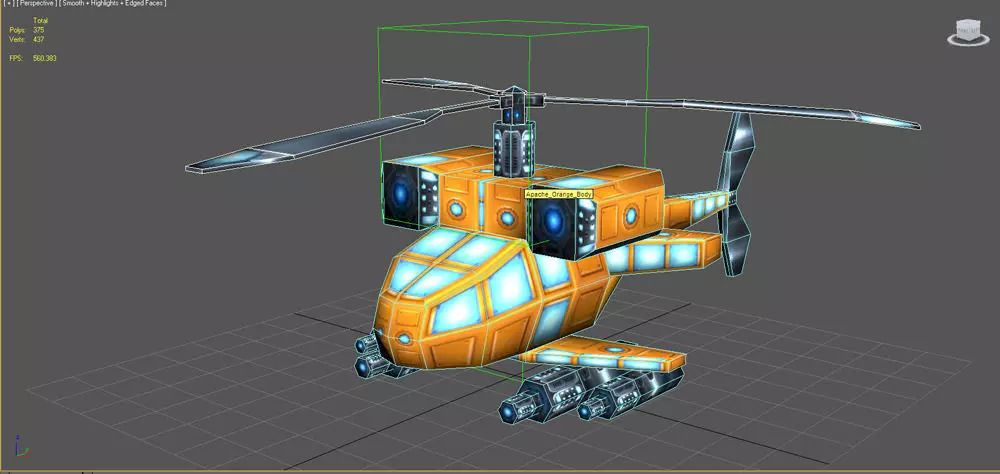 The future helicopter Low-poly 3D model_0