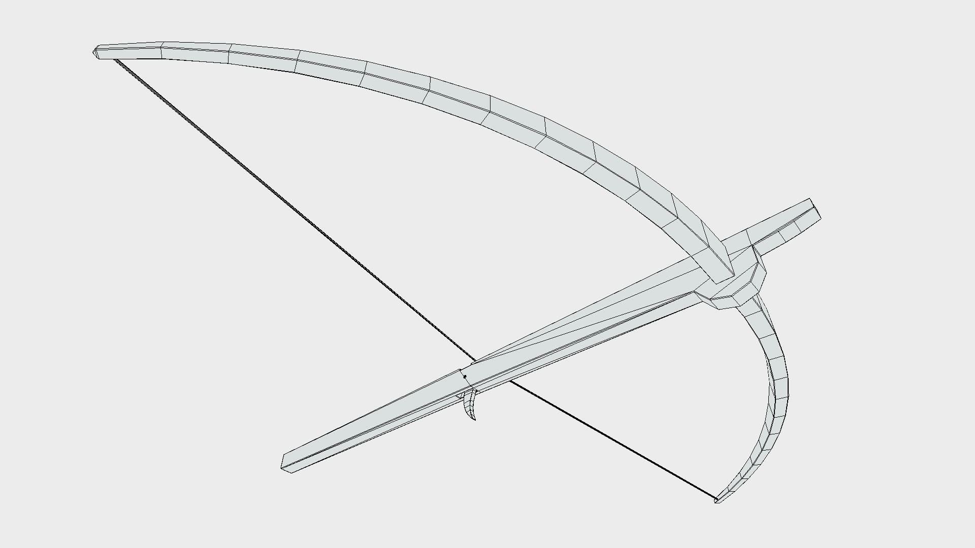 Low Poly PBR Crossbow wooden bow and arrow Low-poly 3D model_6