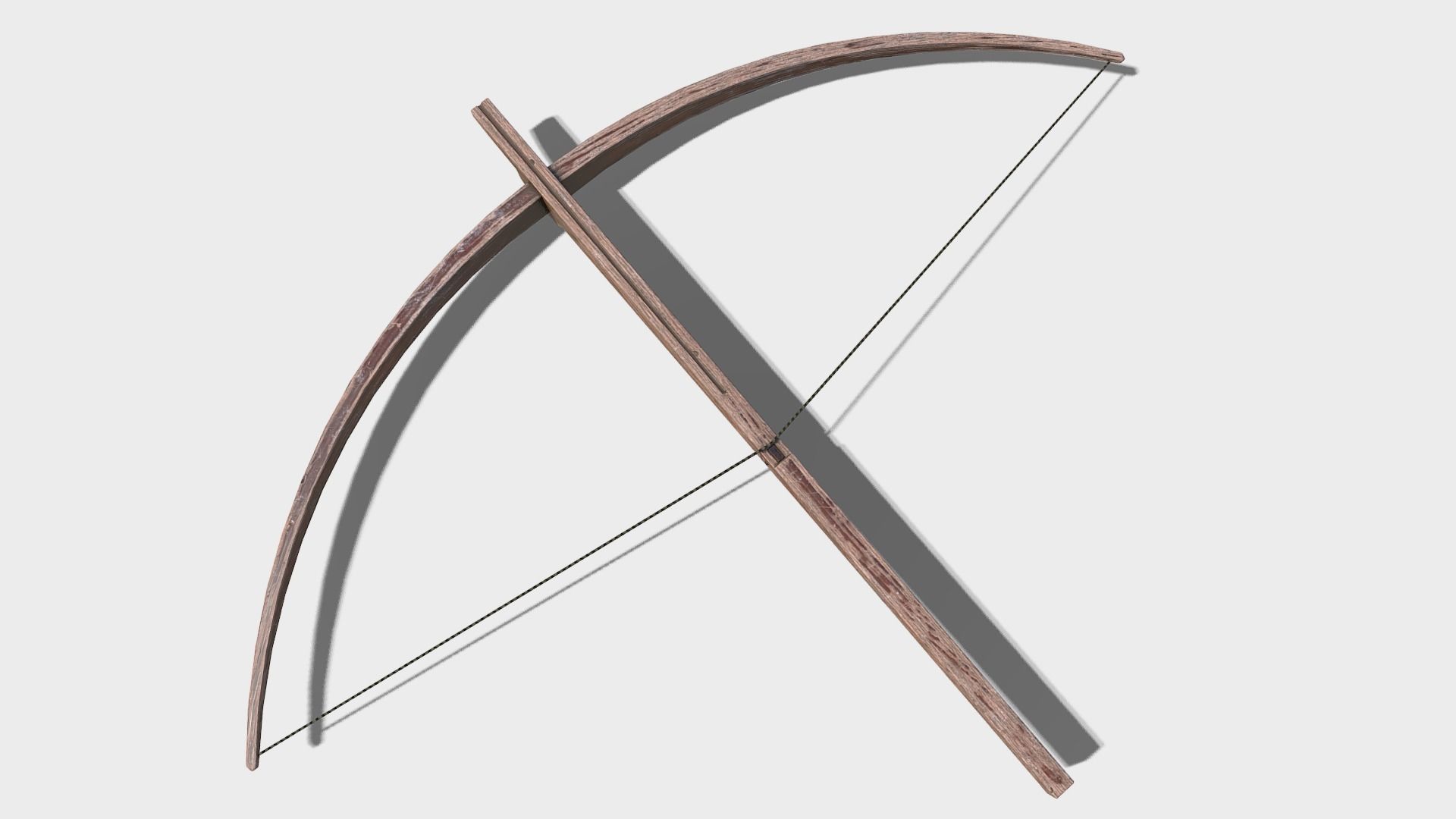 Low Poly PBR Crossbow wooden bow and arrow Low-poly 3D model_4