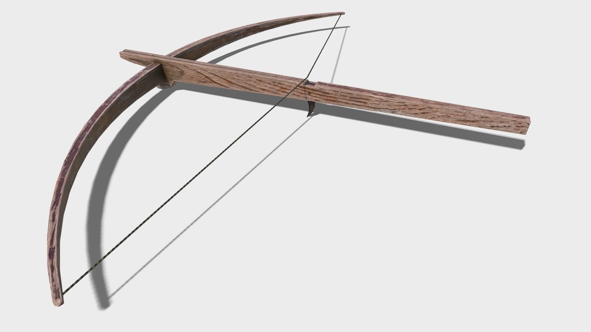 Low Poly PBR Crossbow wooden bow and arrow Low-poly 3D model_3