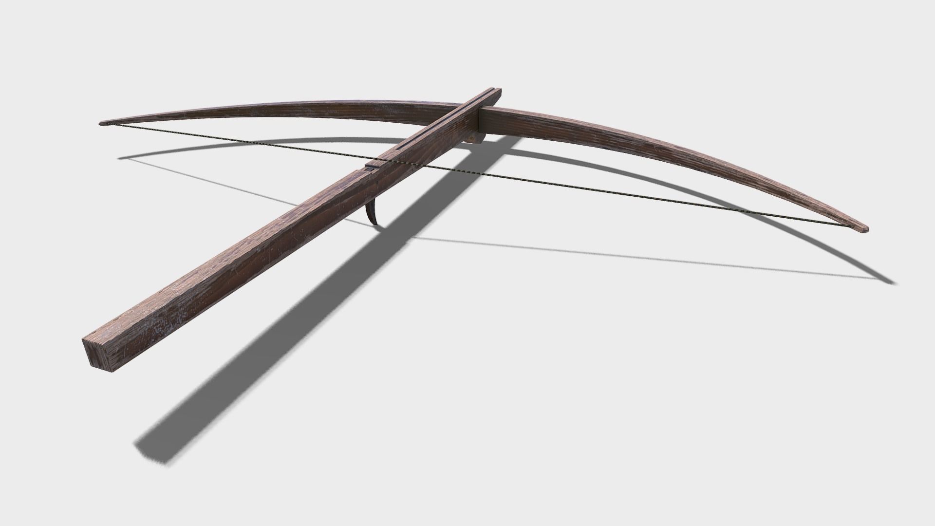 Low Poly PBR Crossbow wooden bow and arrow Low-poly 3D model_2