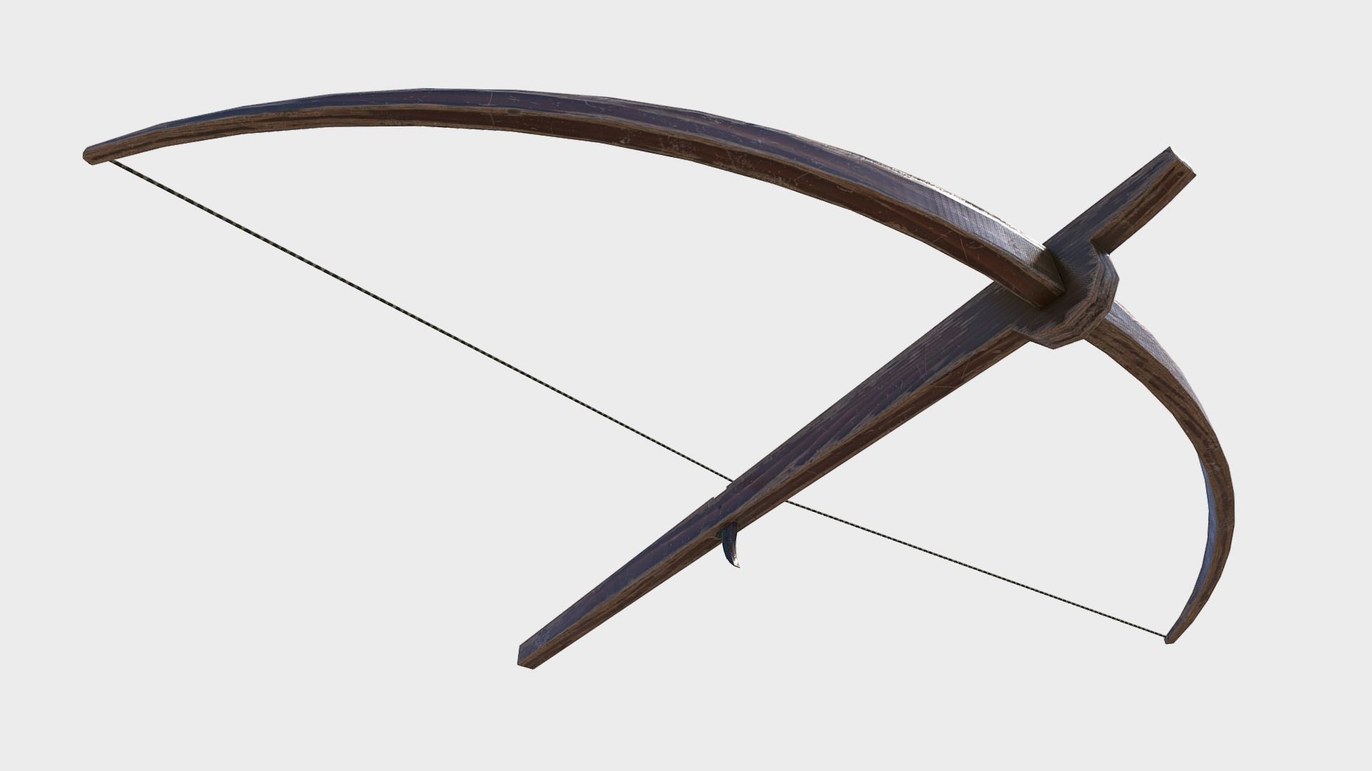 Low Poly PBR Crossbow wooden bow and arrow Low-poly 3D model_1