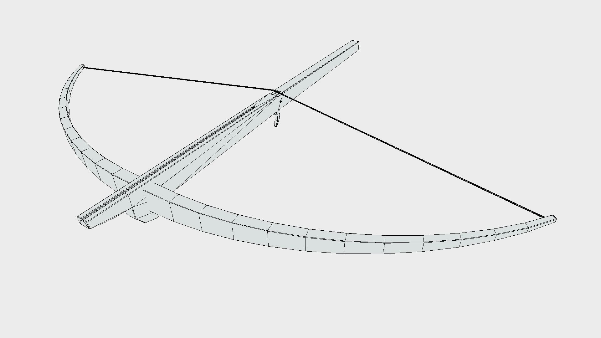 Low Poly PBR Crossbow wooden bow and arrow Low-poly 3D model_5