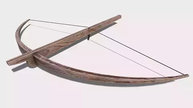 Low Poly PBR Crossbow wooden bow and arrow Low-poly 3D model Low Poly PBR Crossbow wooden bow and arrow Low-poly 3D model