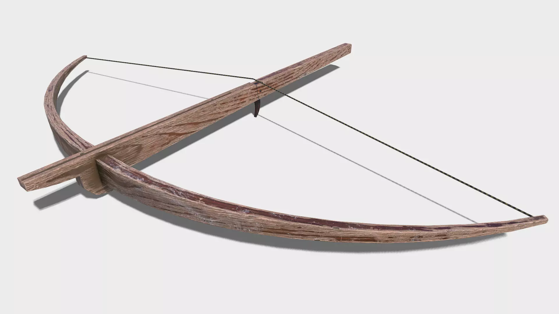 Low Poly PBR Crossbow wooden bow and arrow Low-poly 3D model_0
