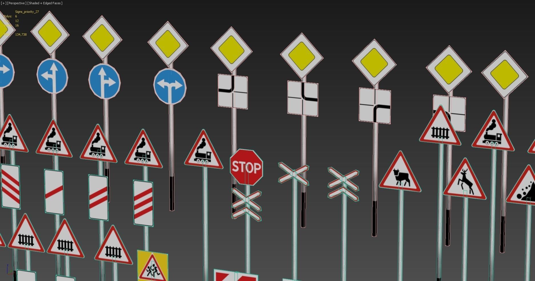 Road Signs FULL Set Low-poly 3D model_8