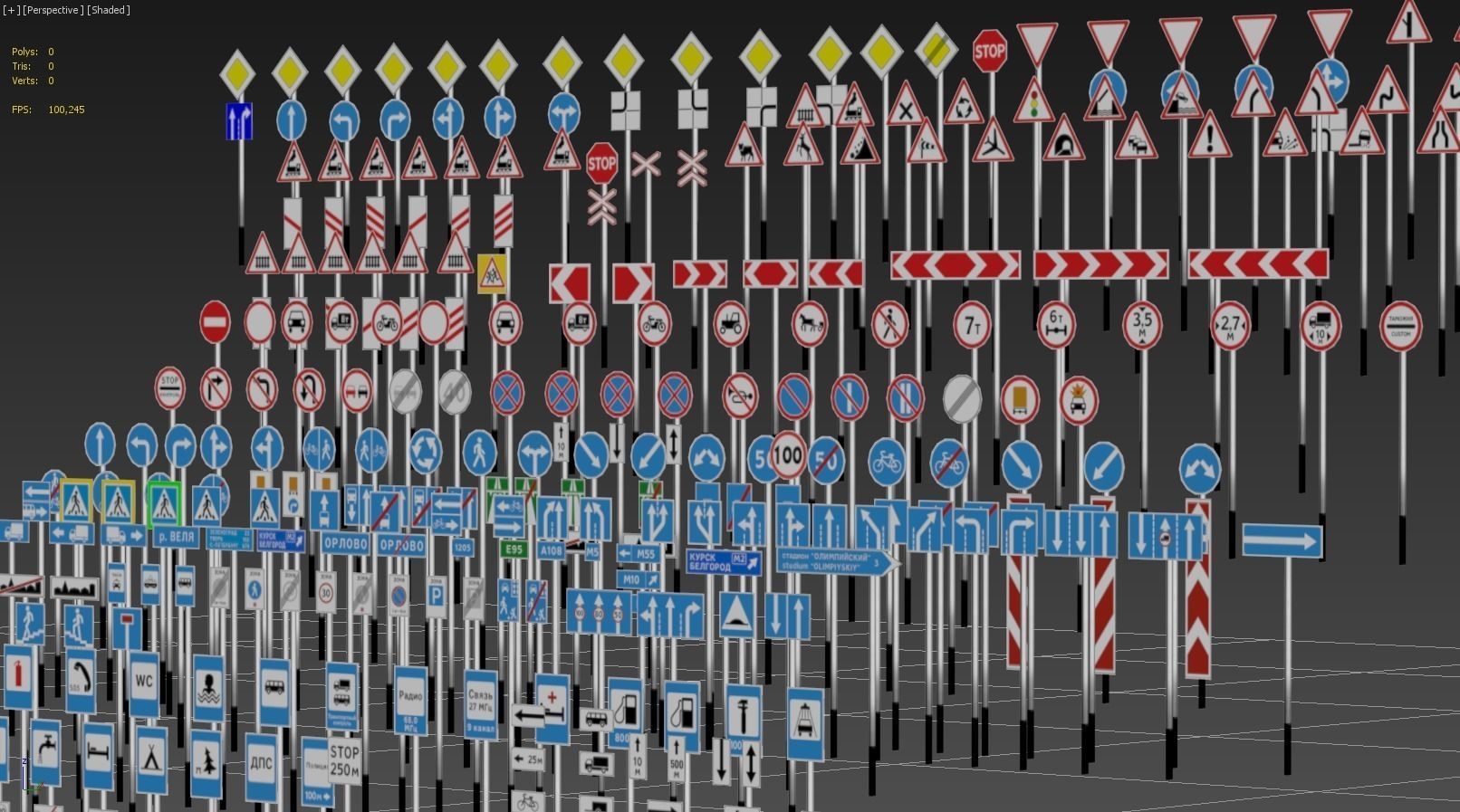 Road Signs FULL Set Low-poly 3D model_14