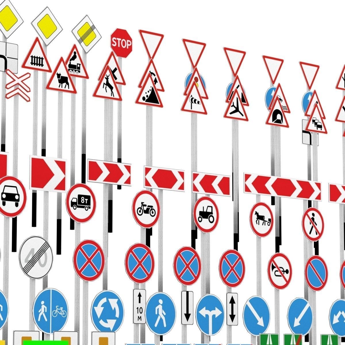 Road Signs FULL Set Low-poly 3D model_2