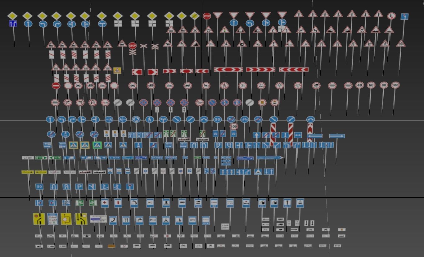 Road Signs FULL Set Low-poly 3D model_7