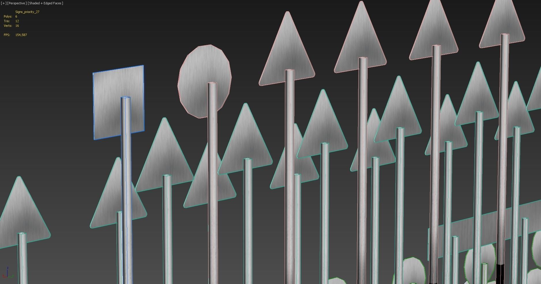 Road Signs FULL Set Low-poly 3D model_13