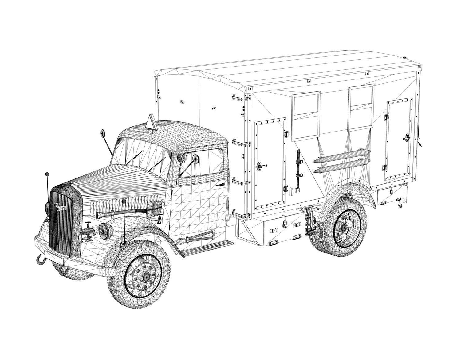 Opel Blitz - 3t Truck with Radiokoffer 3D model_9