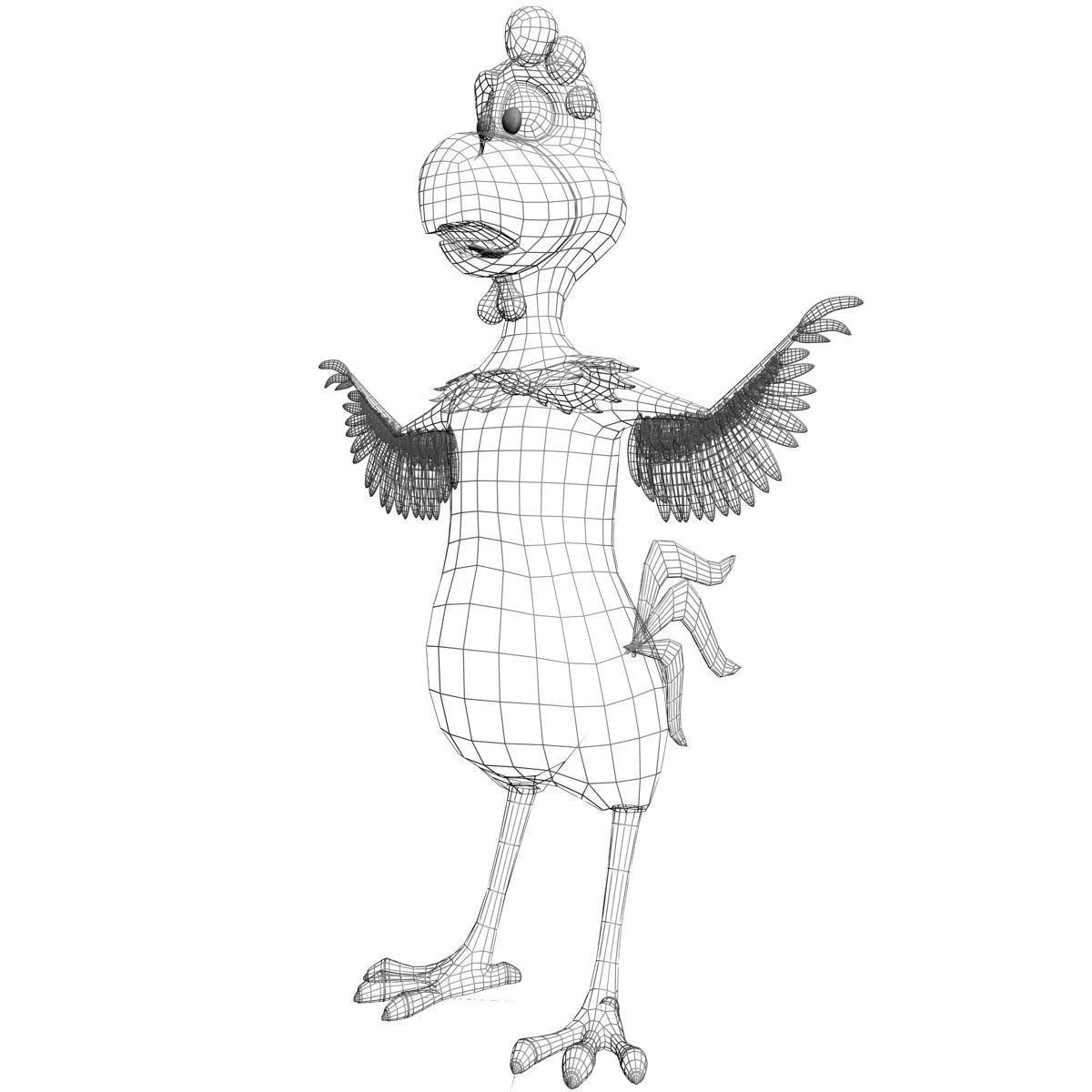 Cartoon chicken RIGGED Low-poly 3D model_6
