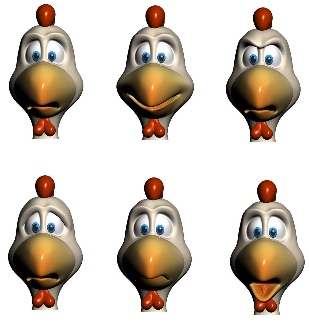 Cartoon chicken RIGGED Low-poly 3D model_7