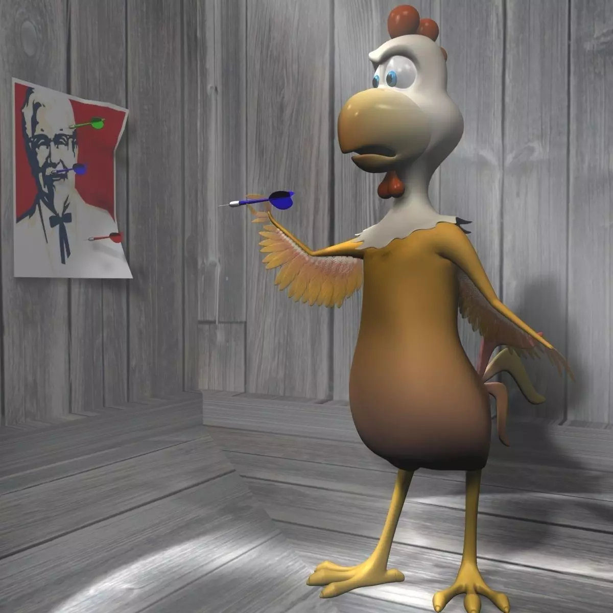 Cartoon chicken RIGGED Low-poly 3D model_0
