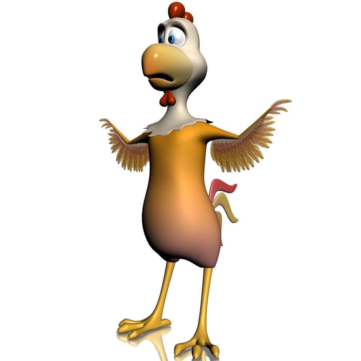 Cartoon chicken RIGGED Low-poly 3D model_1