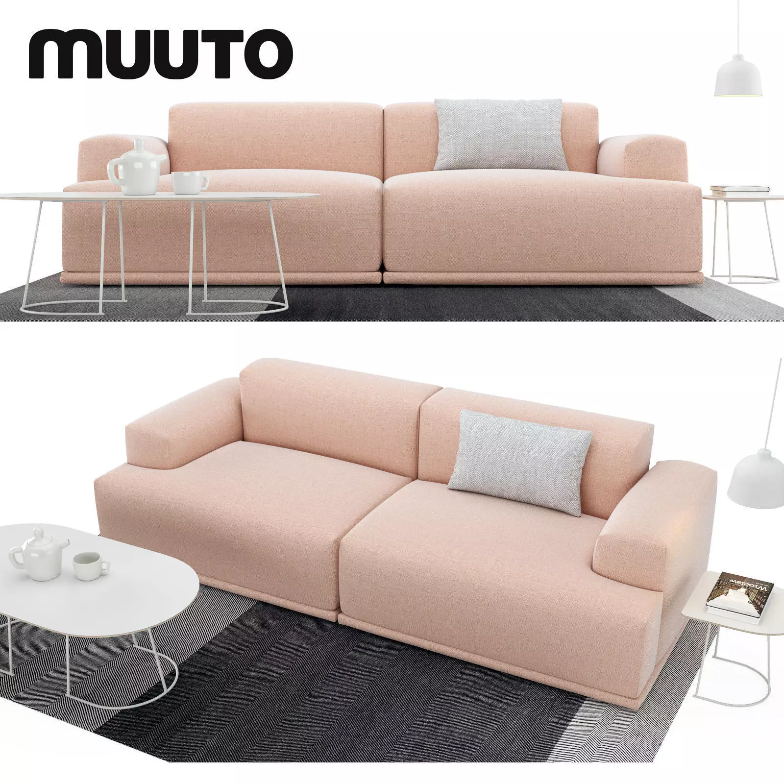 Sofa set two muuto sofas and coffee table 3D model_0