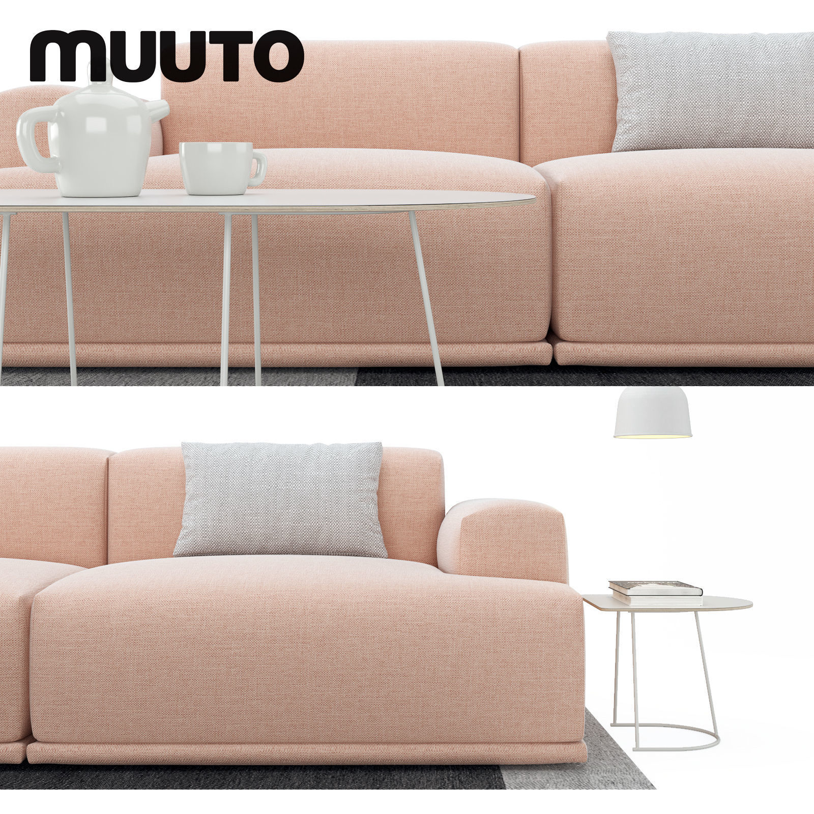 Sofa set two muuto sofas and coffee table 3D model_1