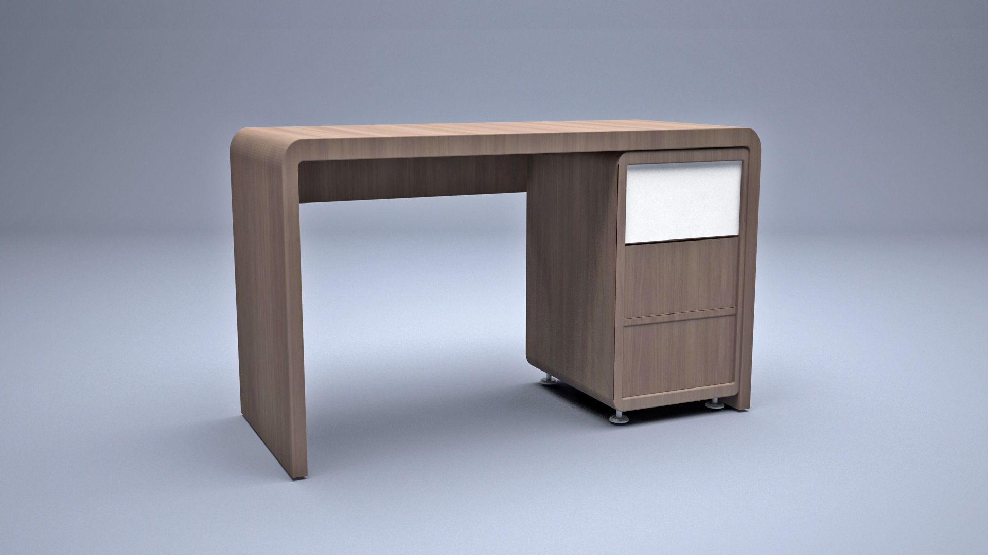 Modern wooden Desk  3D model_2