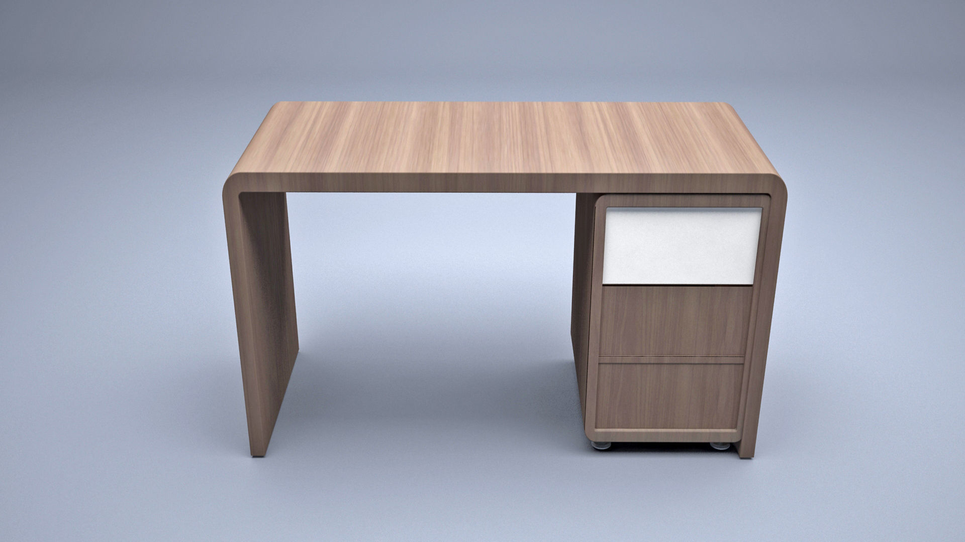 Modern wooden Desk  3D model_1