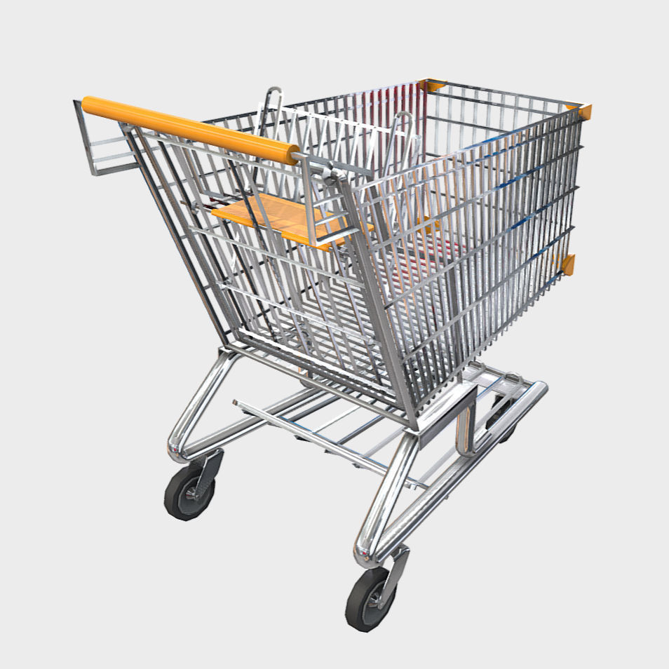 Shopping Trolley - Shopping Cart Low-poly 3D model_3