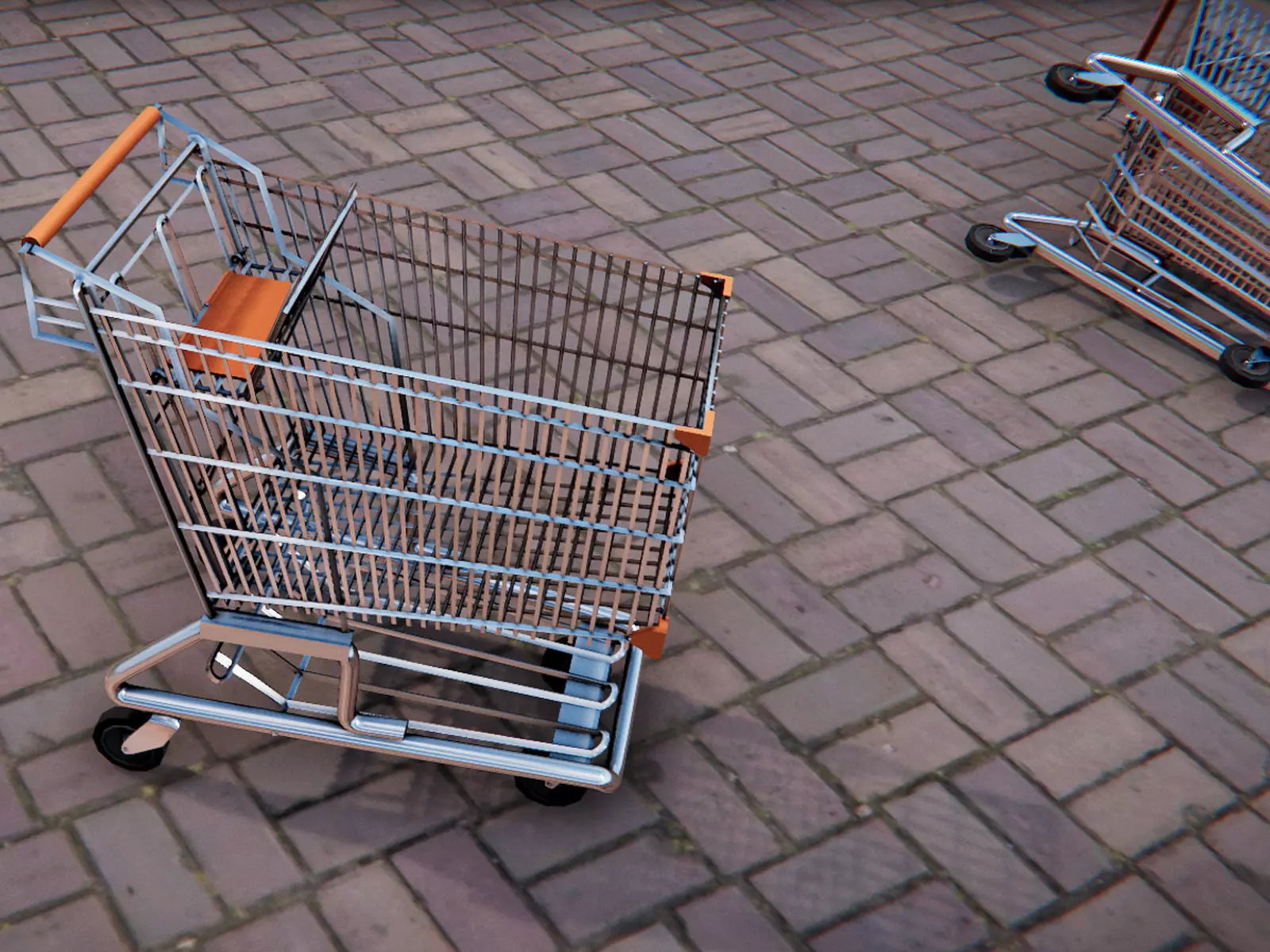 Shopping Trolley - Shopping Cart Low-poly 3D model_0