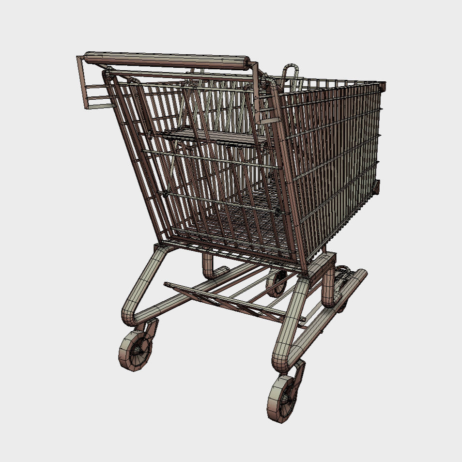 Shopping Trolley - Shopping Cart Low-poly 3D model_6
