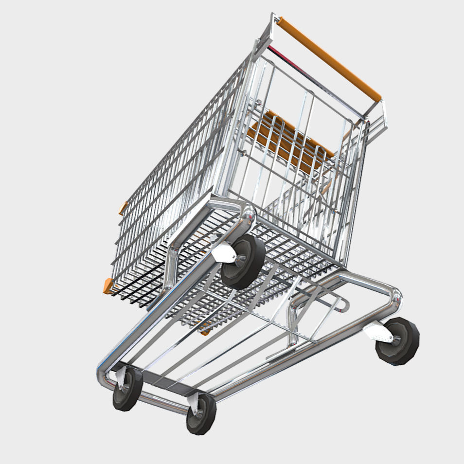 Shopping Trolley - Shopping Cart Low-poly 3D model_4