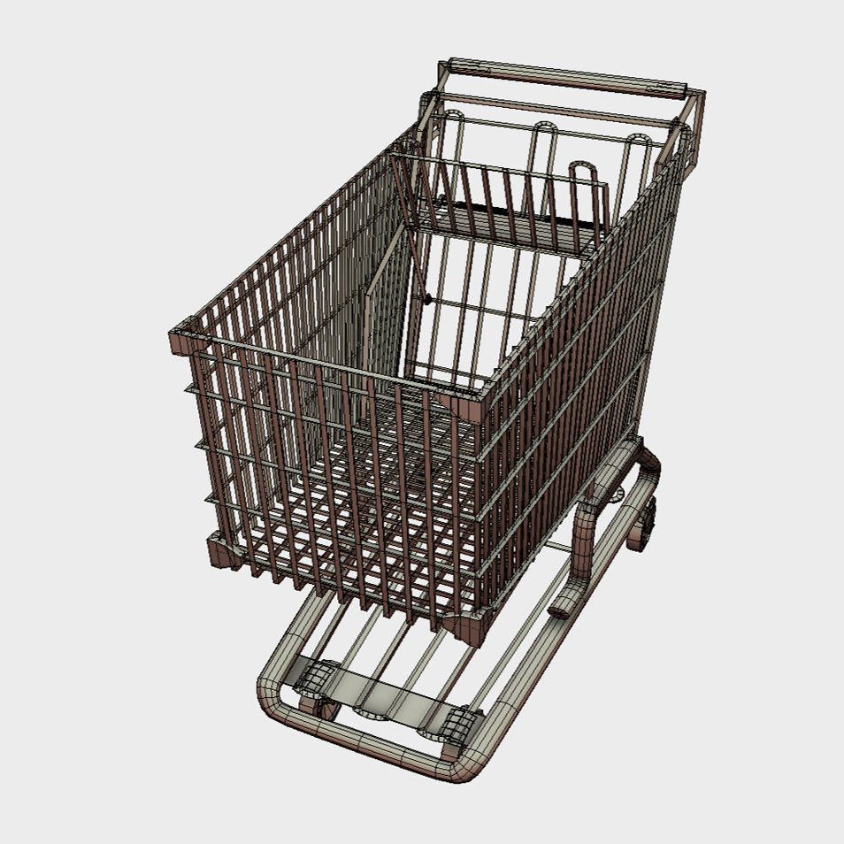 Shopping Trolley - Shopping Cart Low-poly 3D model_5
