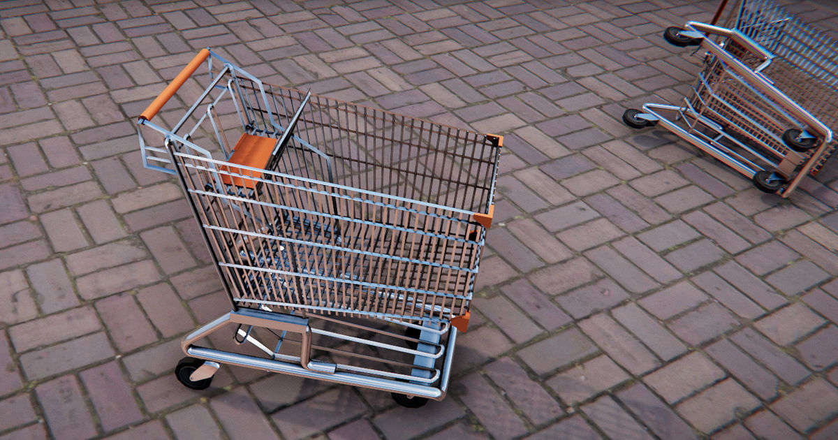 Shopping Trolley - Shopping Cart Low-poly 3D model_1