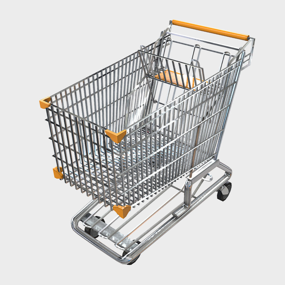 Shopping Trolley - Shopping Cart Low-poly 3D model_2