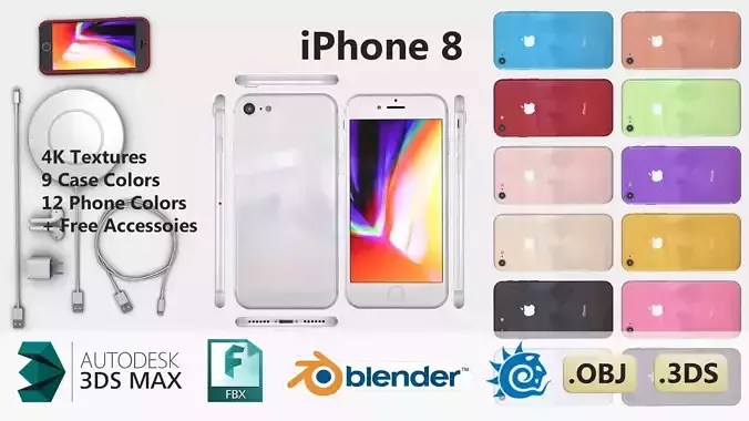 iPhone 8 4K 12 Colors Plus Accessories