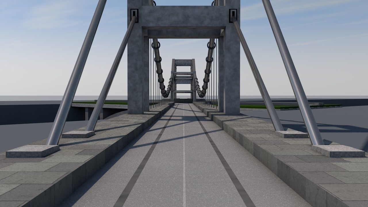A bridge over body of water 3D model_2