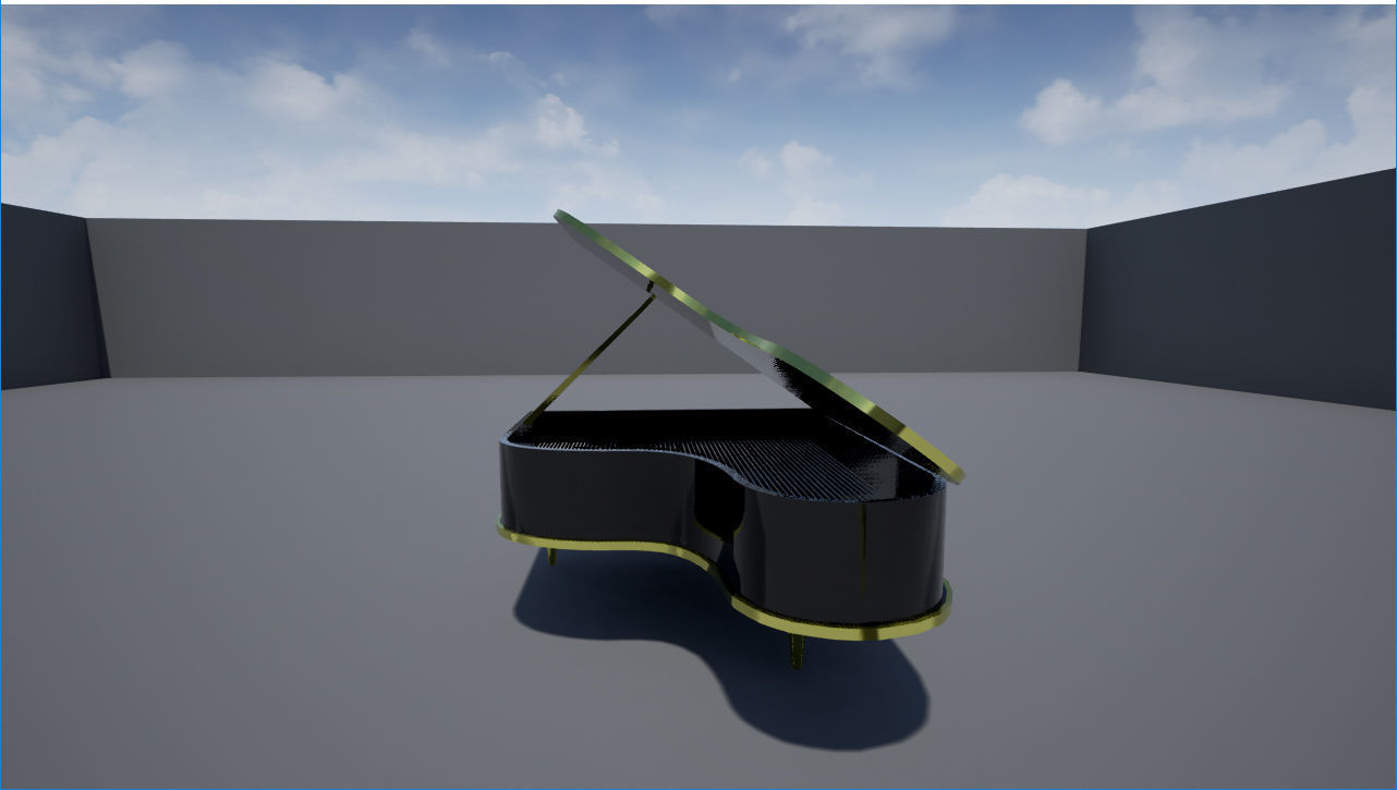 Piano with stool Low-poly 3D model_12