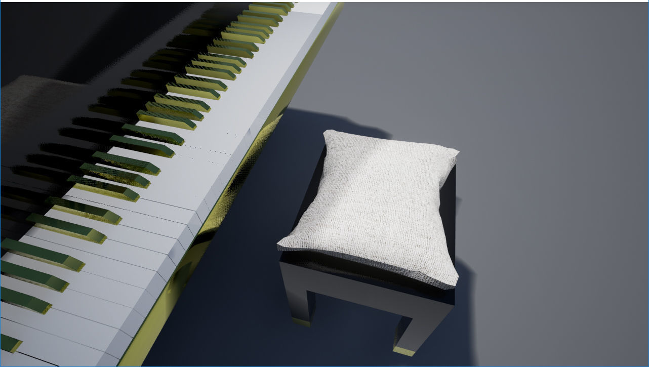 Piano with stool Low-poly 3D model_6