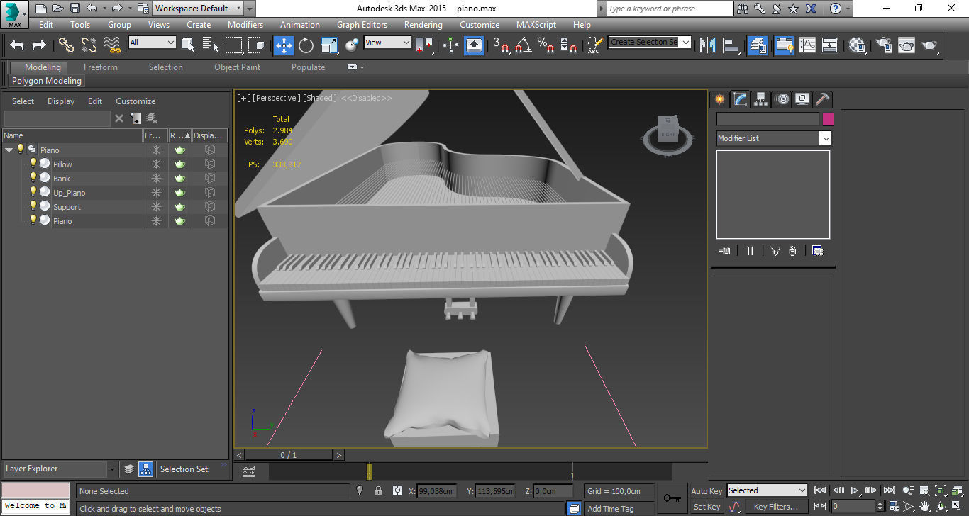 Piano with stool Low-poly 3D model_20
