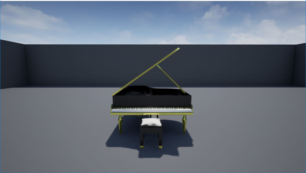 Piano with stool Low-poly 3D model_14