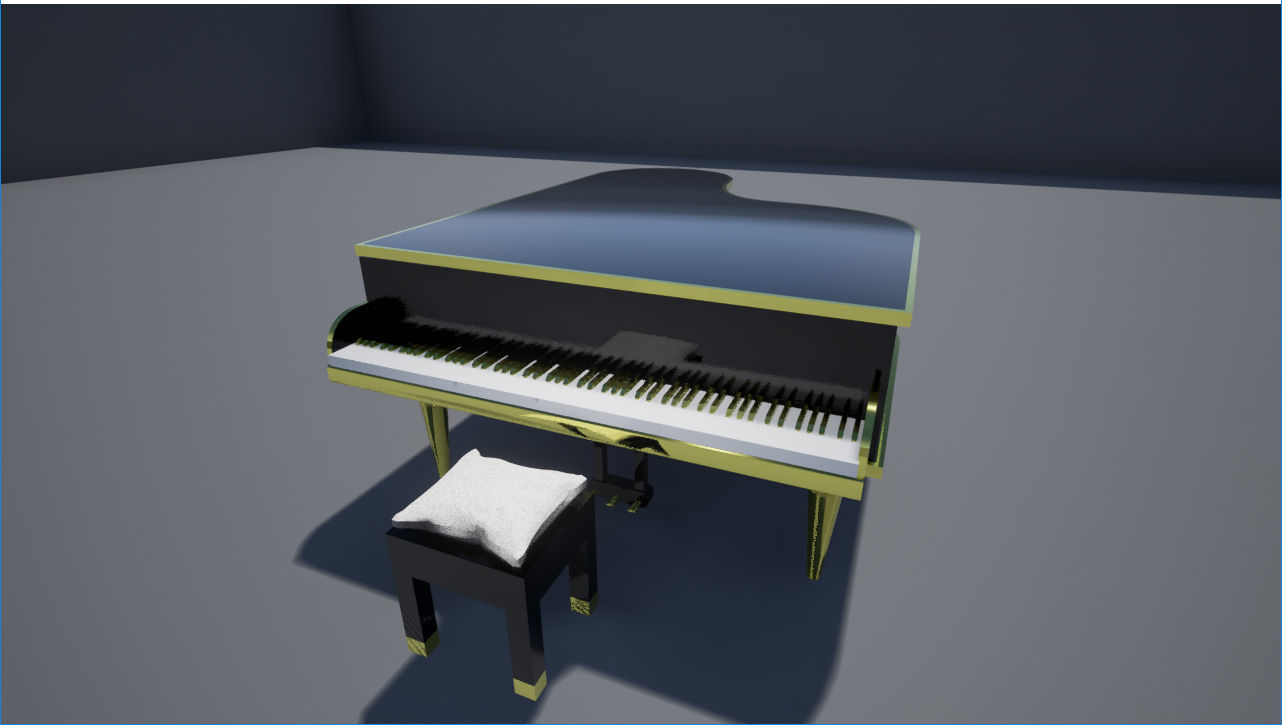 Piano with stool Low-poly 3D model_16