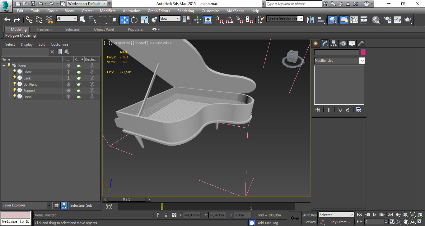 Piano with stool Low-poly 3D model_25