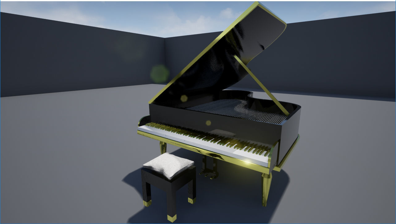 Piano with stool Low-poly 3D model_8